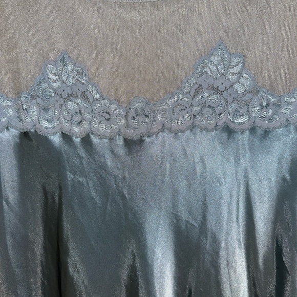 Morgan Taylor Intimates Women's Satin Nightgown SM Clay Blue Green Misty Color - Picture 4 of 11